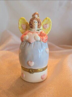 Vintage Angel Trinket Box with Heart tooth fairy princess fairy